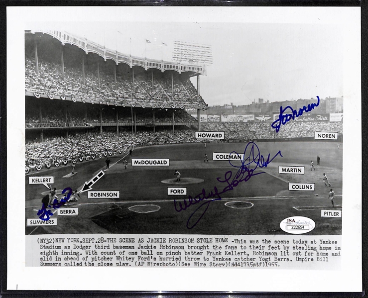 Yankees Multi Signed 8x10 Wire Photo w. Berra & Ford - JSA